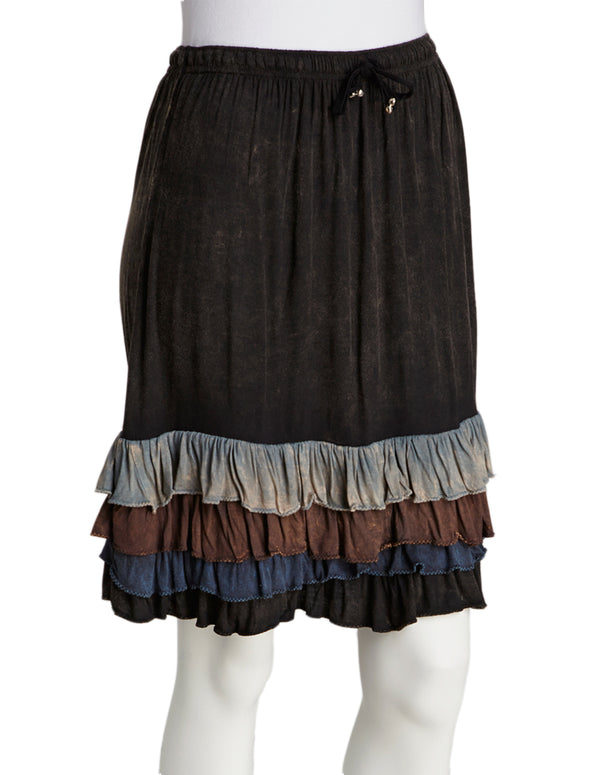 Layered Ruffled Viscose Mini Skirt
