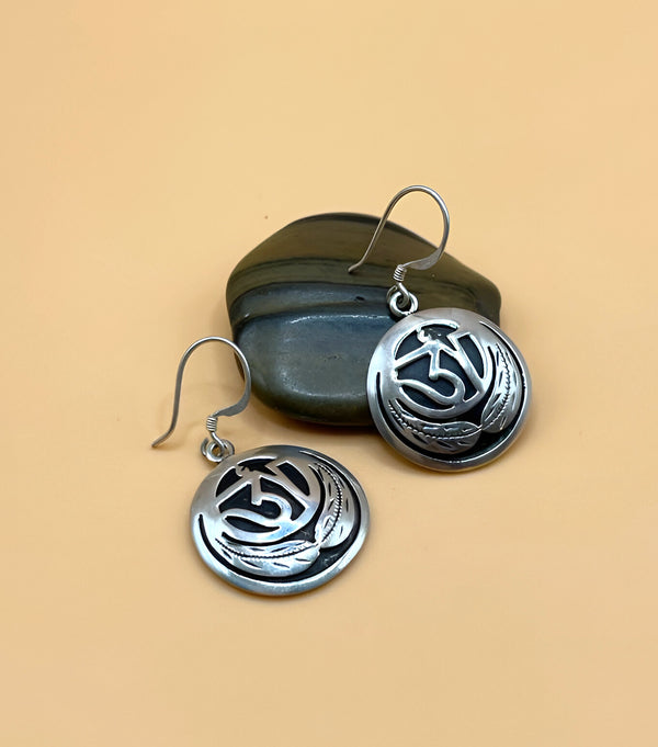 Sterling Silver Tibetan Om Earrings