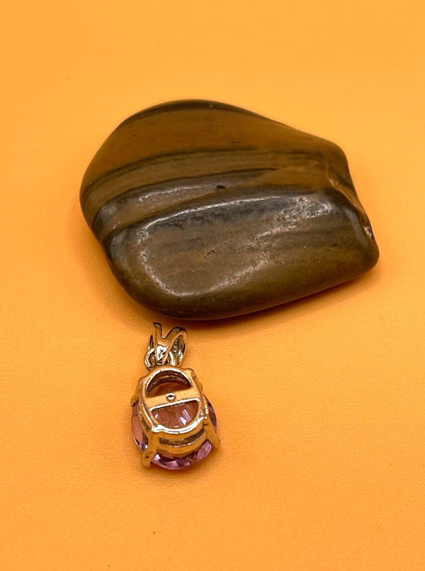 Sterling Silver Tibetan Amethyst Oval Shape Pendent