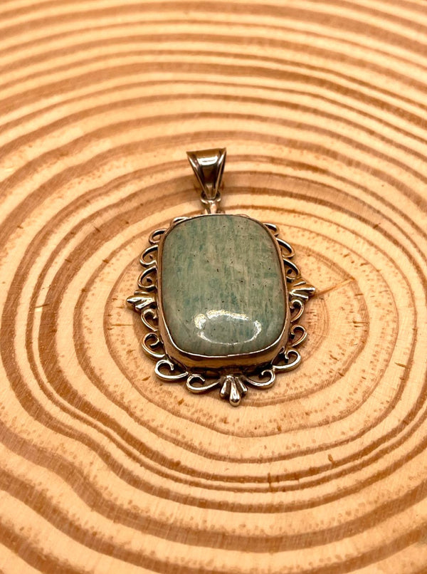 Sterling Silver Tibetan Jade Vintage Pendant