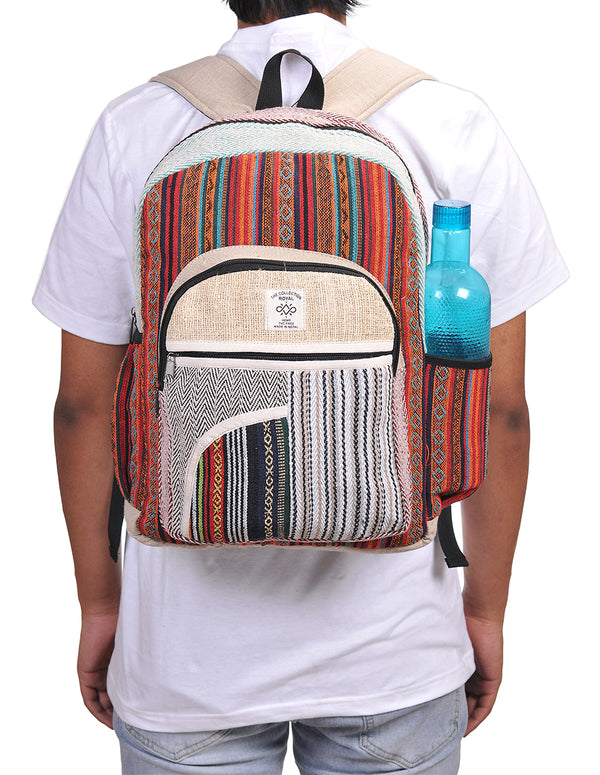 Hippie Boho Hemp Cotton Daypack Backpack Tribal Patch