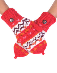 Tribal Pattern Woolen Hunter Gloves