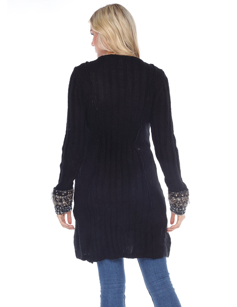 Black Tweed Sweater Coat