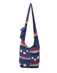 Blue Stars & Stripes Cross Body Hobo Bag