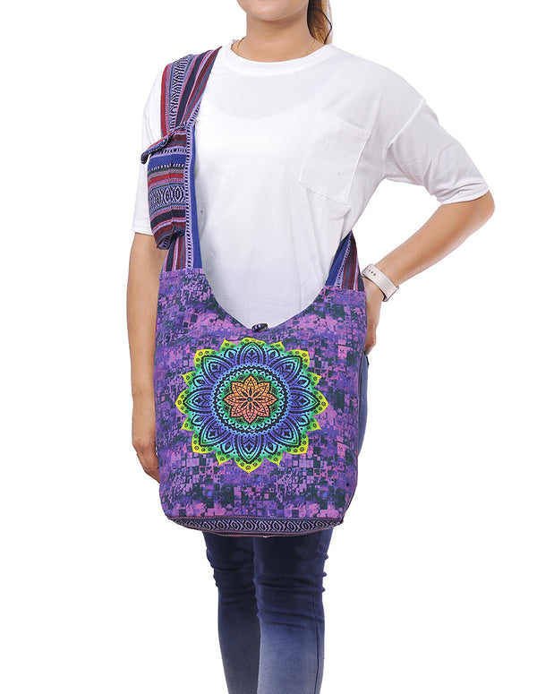 Purple Mandala Printed Hobo Bag
