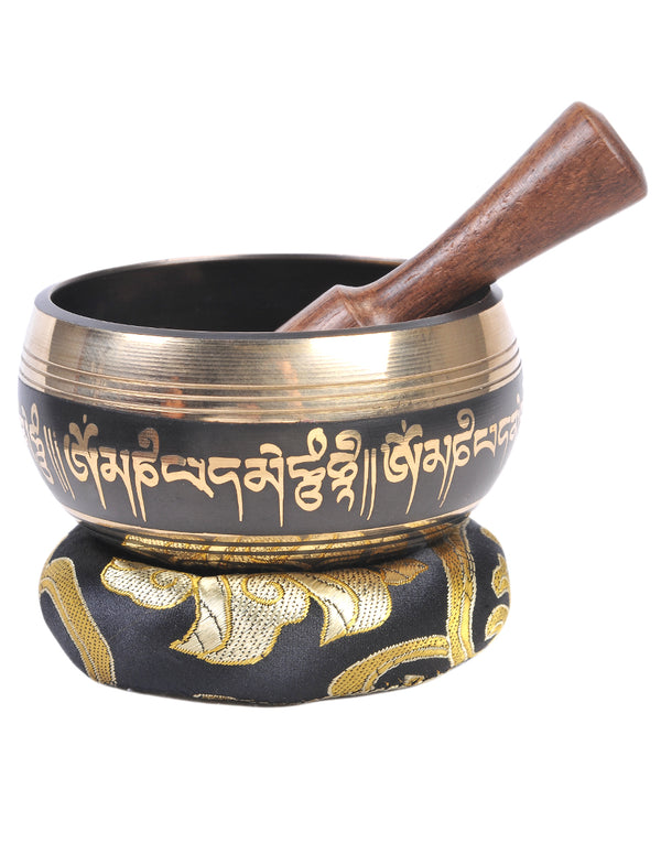 Chakra Colors and Black Painted Tibetan Singing Bowl