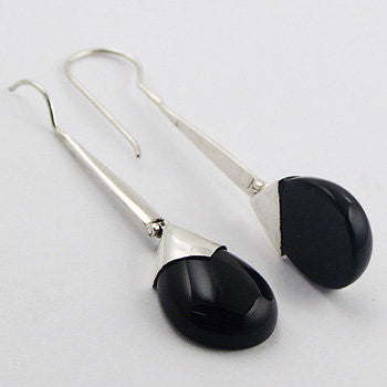 Black Agate Tear Drop Earrings