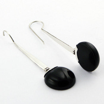 Black Agate Drop Sterling Silver Earrings
