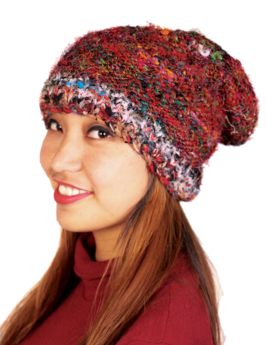 Recycled Silk Slouched Beanie