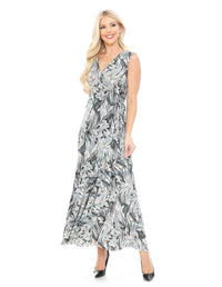 Abstract Floral Wrap Maxi Dress