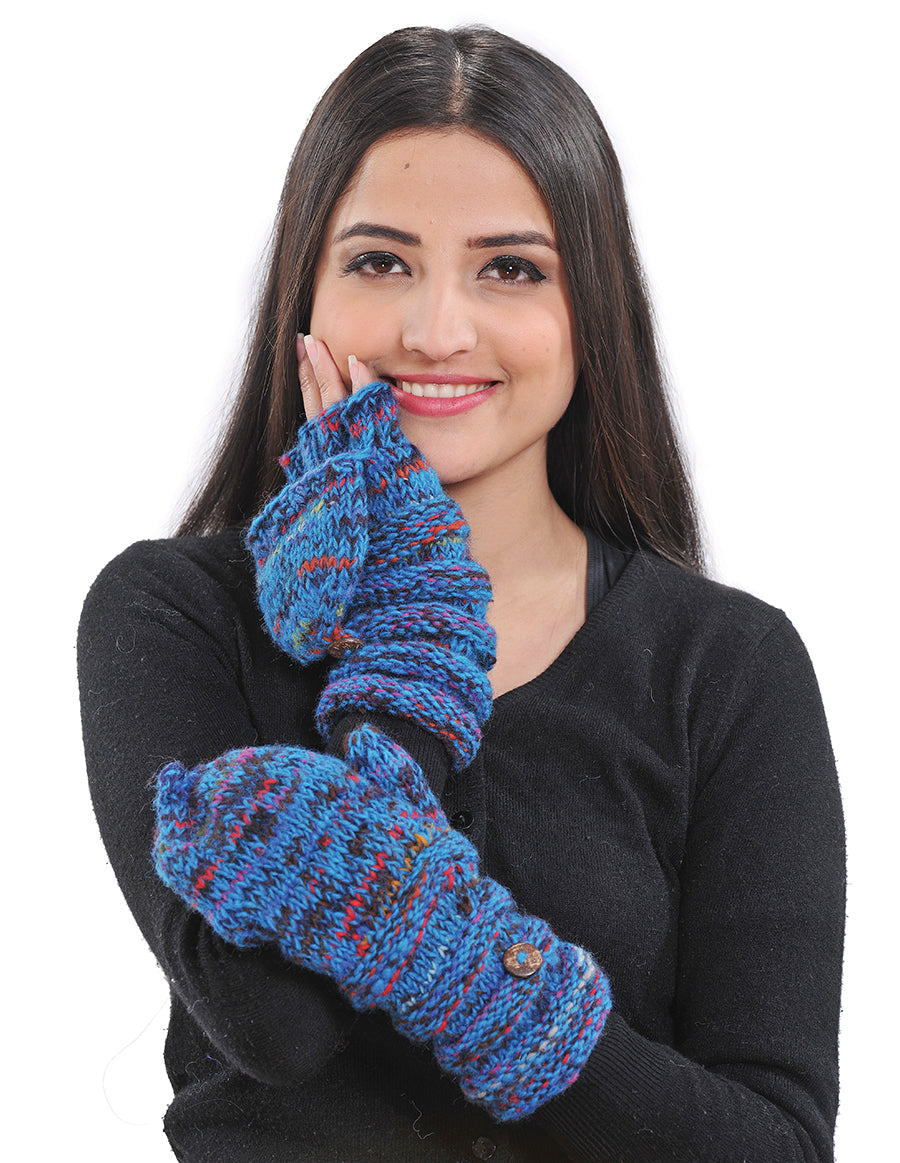 Multi-color Yarn Knit Convertible Flip-Flop Mittens