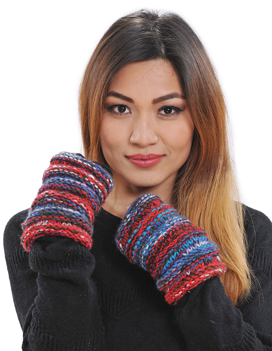 Multi-color Yarn Knit Arm Warmers