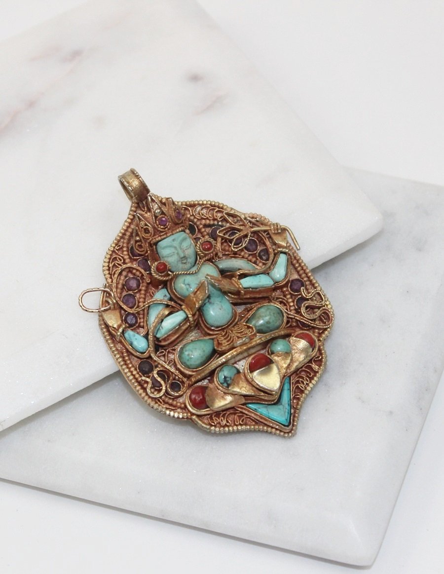 Chenrezi Gold Plated One of a Kind Sterling Silver Pendant