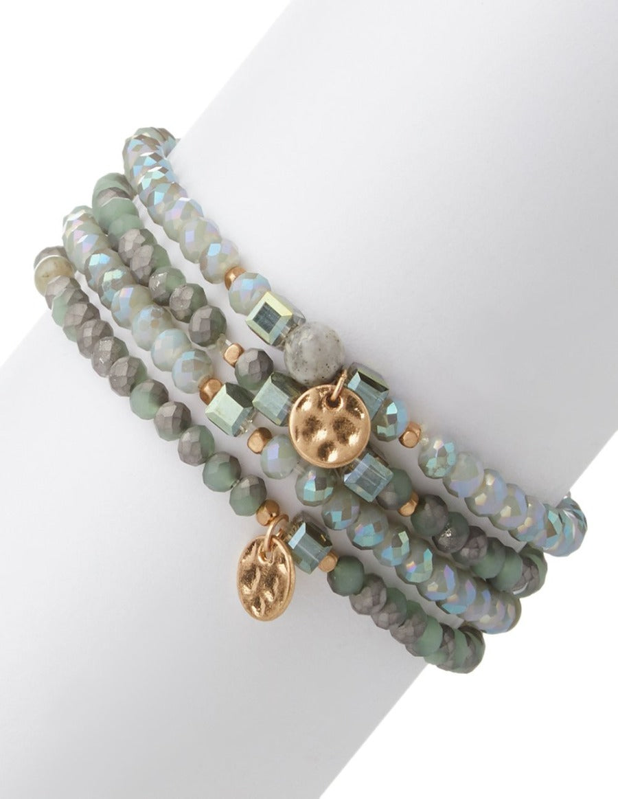 Mint Crystal & Charms Stretchy Bracelet