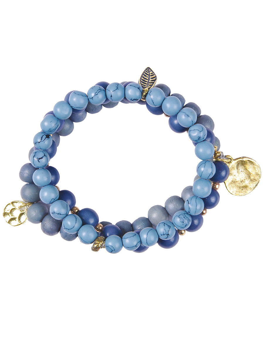 Shades of Blue Beads Stretchy Bracelet