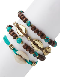 Cowrie Shell & Beads Bracelet Set
