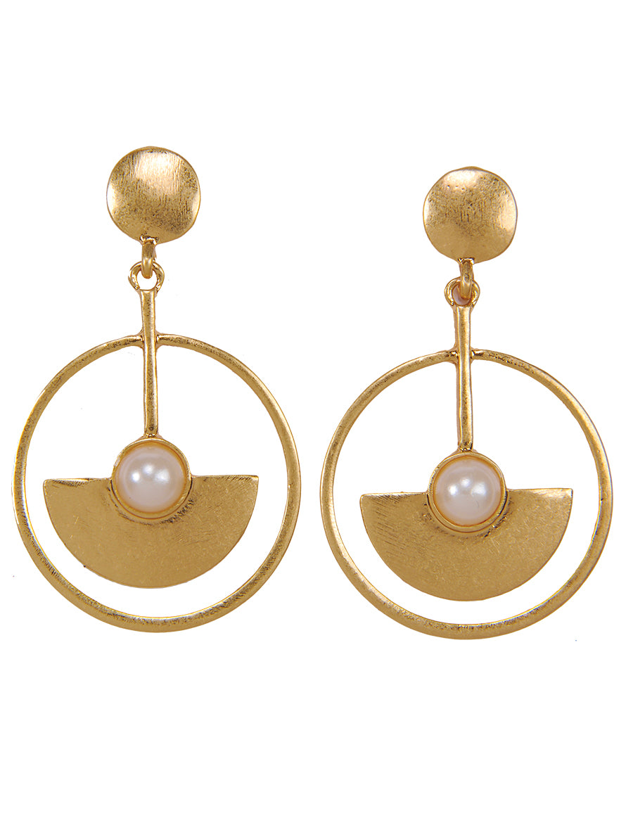 Pearl Detail Circle Drop Earrings
