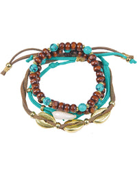 Cowrie Shell & Beads Bracelet Set