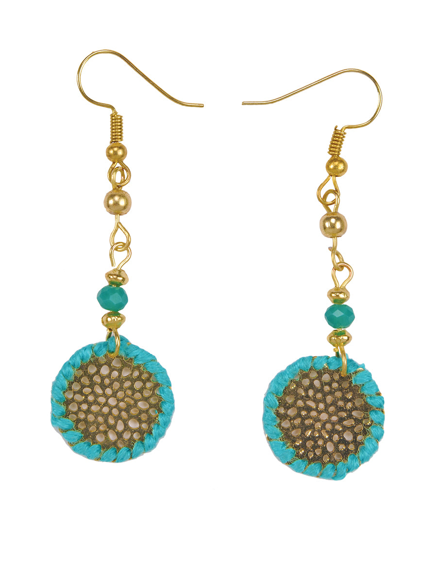 Turquoise & Gold Cutout Drop Earrings