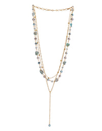 Gold Gemstones Layered Charm Necklace