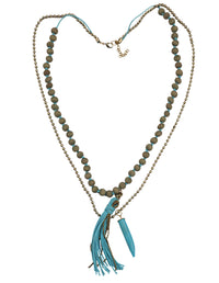 Wooden Beads & Fringe Layered Necklace