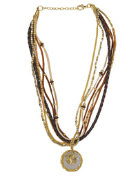 Circle Pendant Layered Boho Necklace