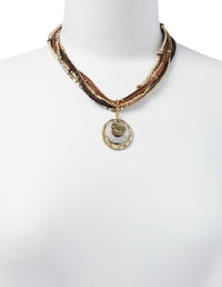 Circle Pendant Layered Boho Necklace