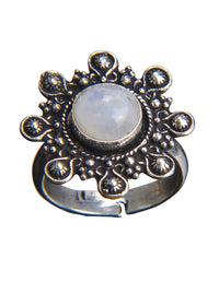 Gemstone Filigree Silver Adjustable Ring