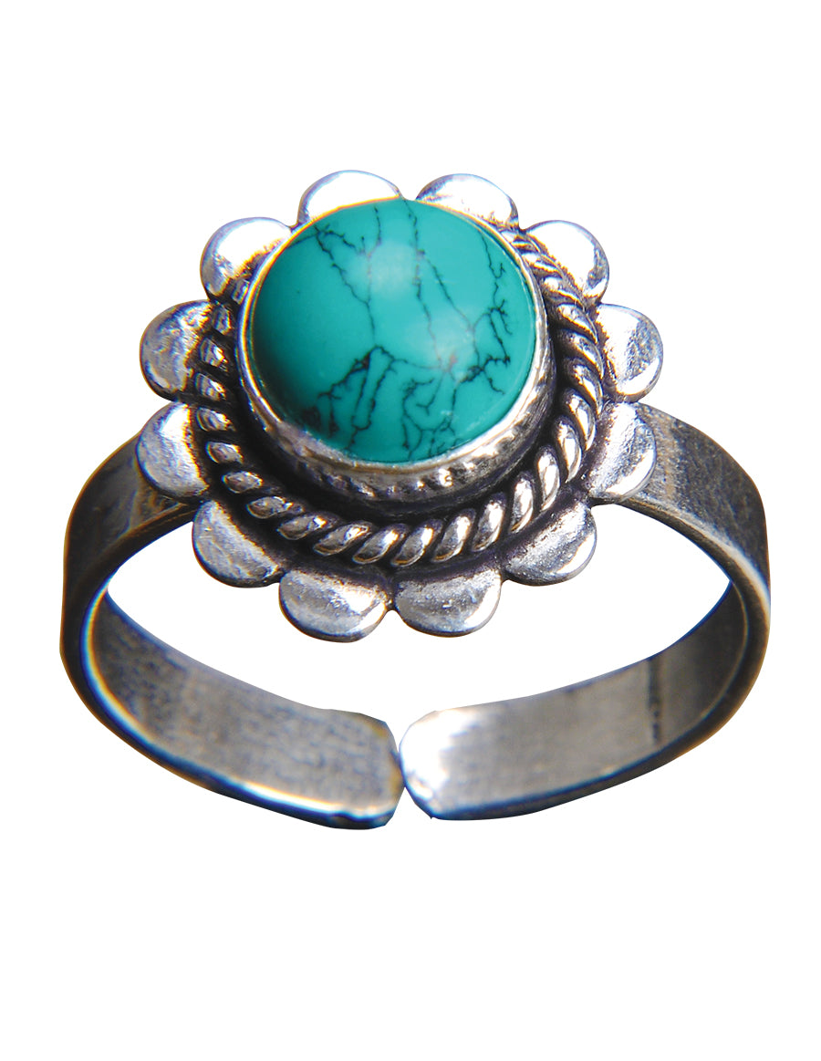 Gemstone Flower Adjustable Ring