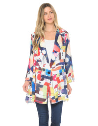 Mixed Abstract Print Light Weight Jacket