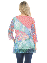 Multi Color Lace 3/4 Sleeve Top