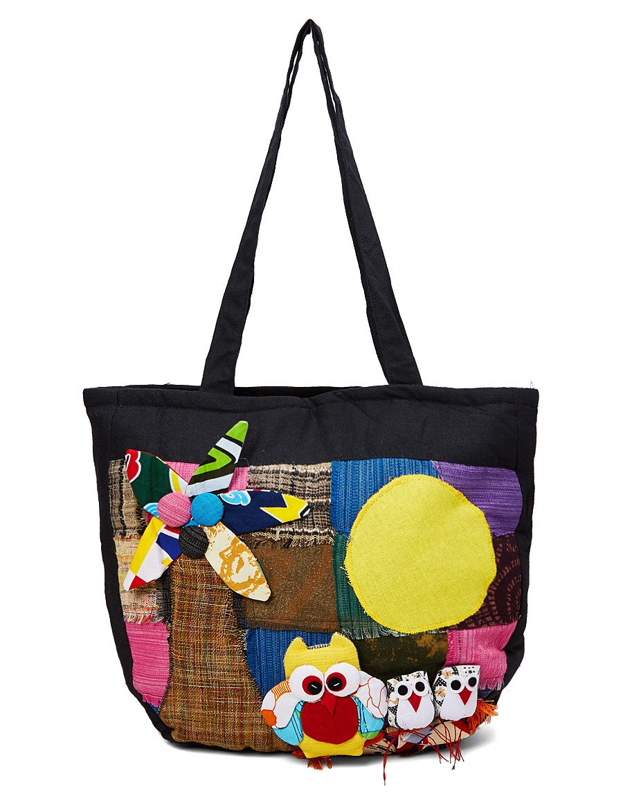 Owls and Patches Tote Bag