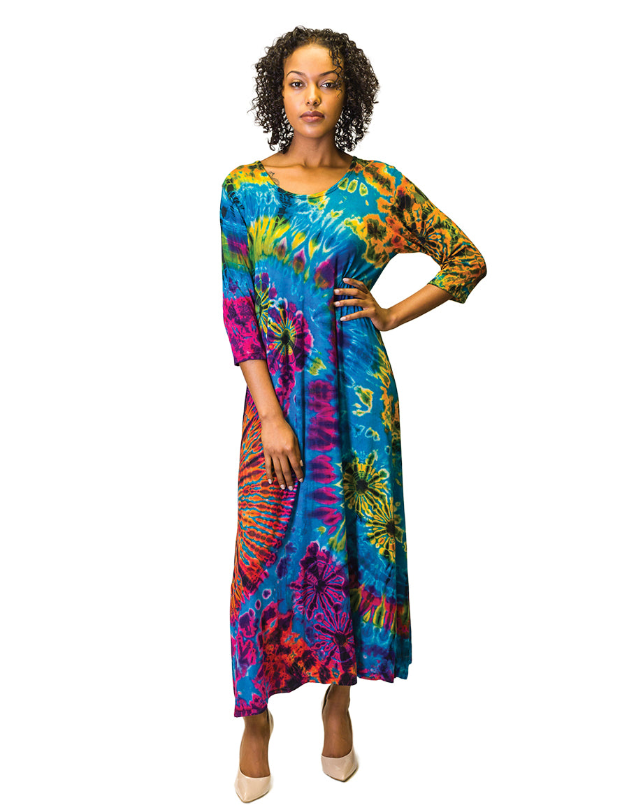 The Collection Royal 3/4 Sleeve Tie-Dye Maxi Dress
