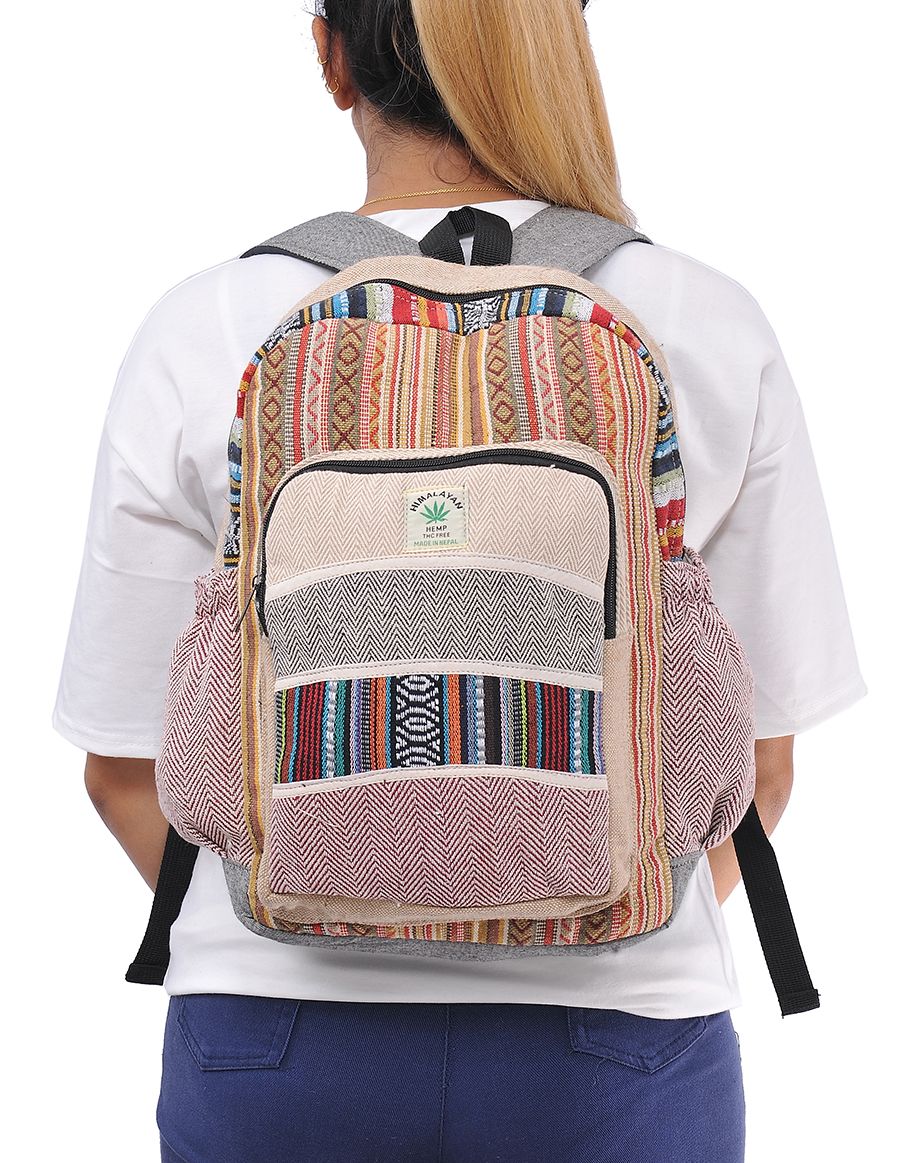 Multi-color Jacquard & Hemp Backpack