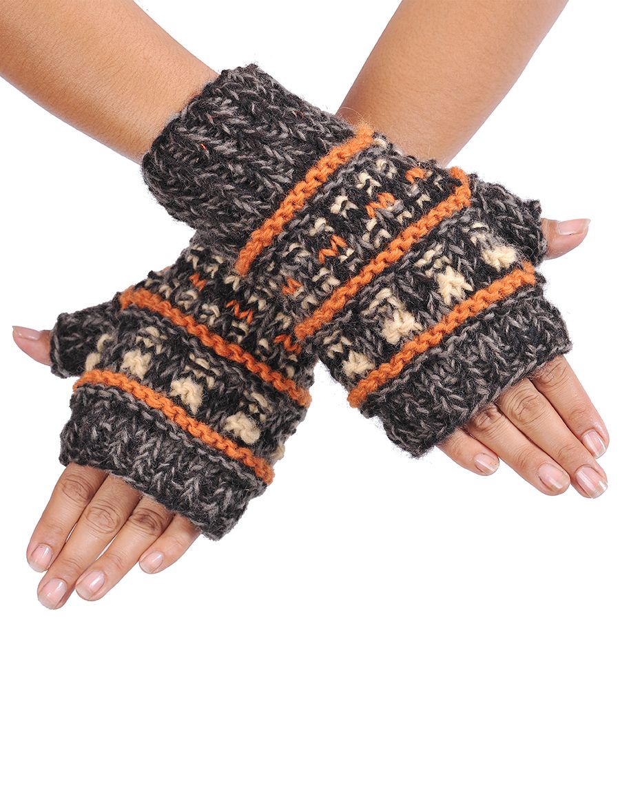 Mélange Tribal Knit Wool Handwarmers