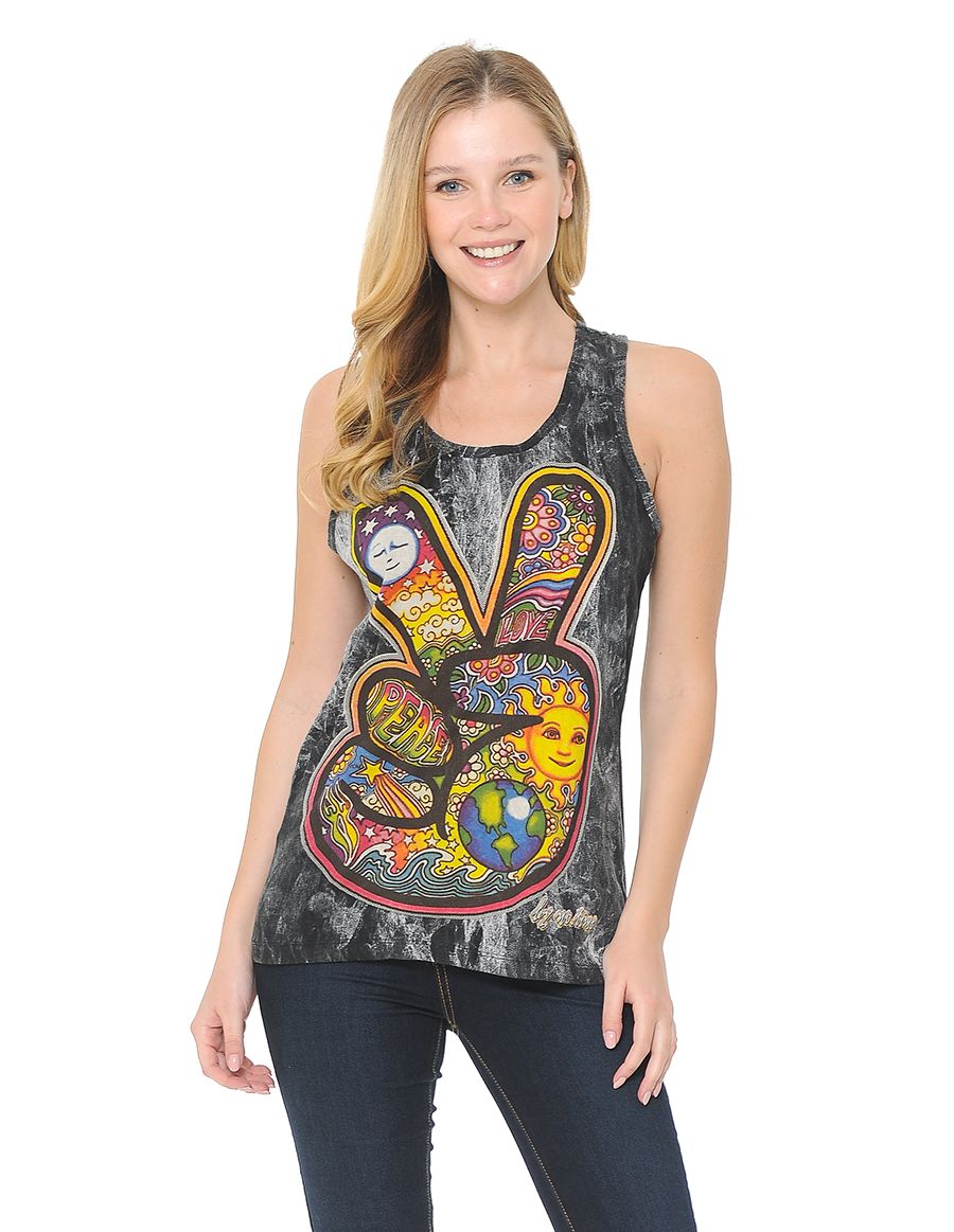 Peace Around the World Cotton Tank by No Time